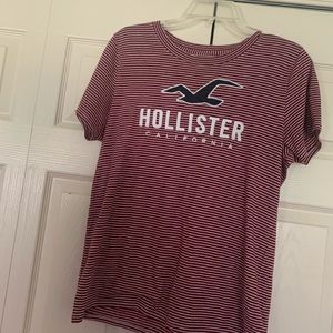 hollister red and white striped tee